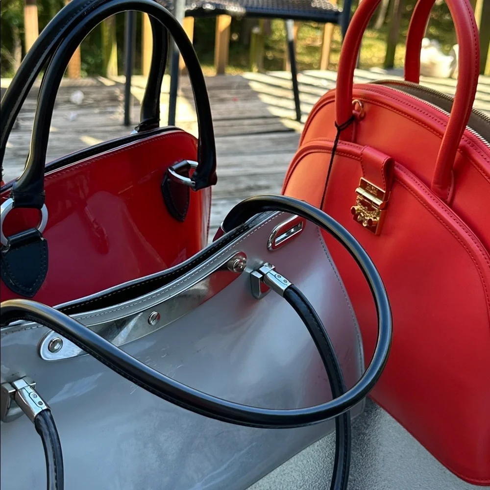 MCM Anna Large Red/Orange NWT Dome Crossbody Satchel COA Full Inclusion - Picture 12 of 12